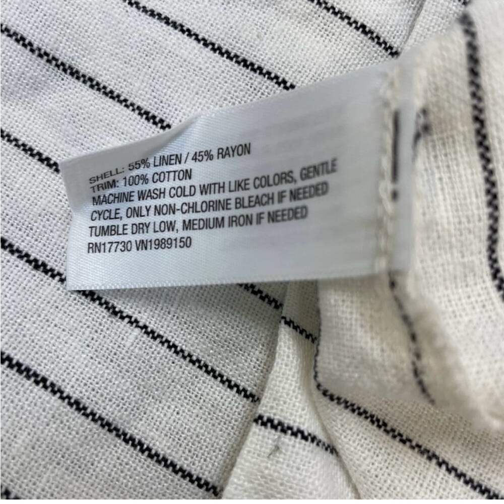 A New Day Women's Linen Mini Shift Dress White Black Striped Size Small - Picture 5 of 5